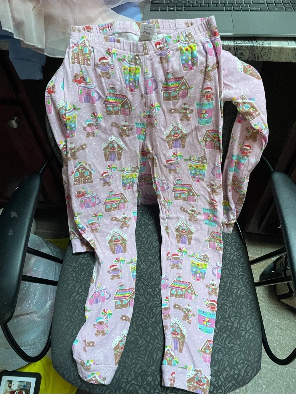 Kids Pink Gingerbread & Candy Print Pajama Set